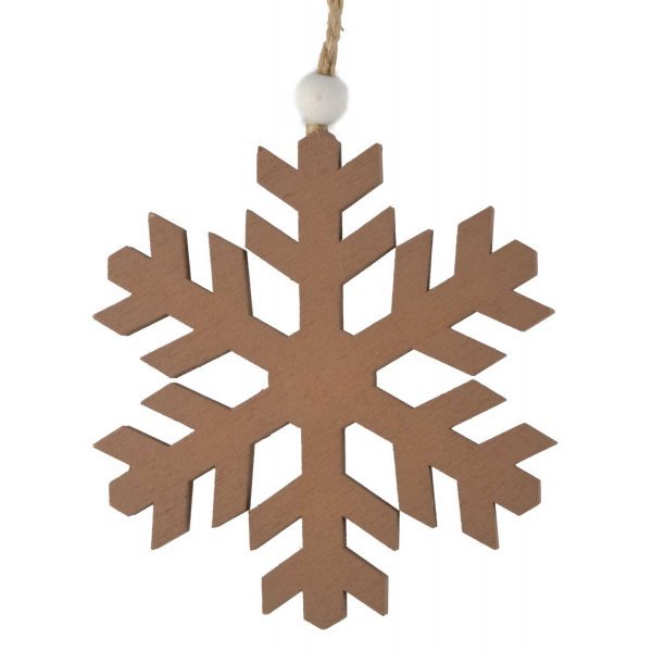 Χριστουγεννιάτικη Κρεμαστή Ξύλινη Χιονονιφάδα, Καφέ Σκούρο (9cm)